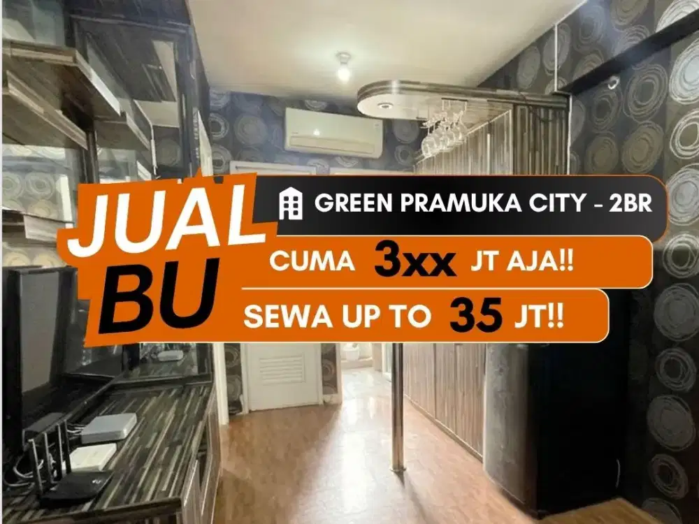 JUAL CEPAT APARTEMEN GREEN PRAMUKA CITY 2 BR FURNISHED DEKAT KE HALTE TRANSJAKARTA