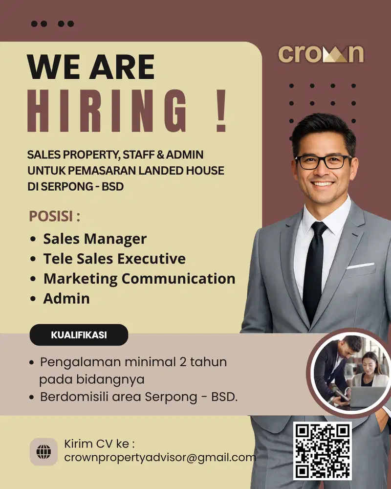 Lowongan Manager, Sales, Admin dan Marom Serpong Tangerang