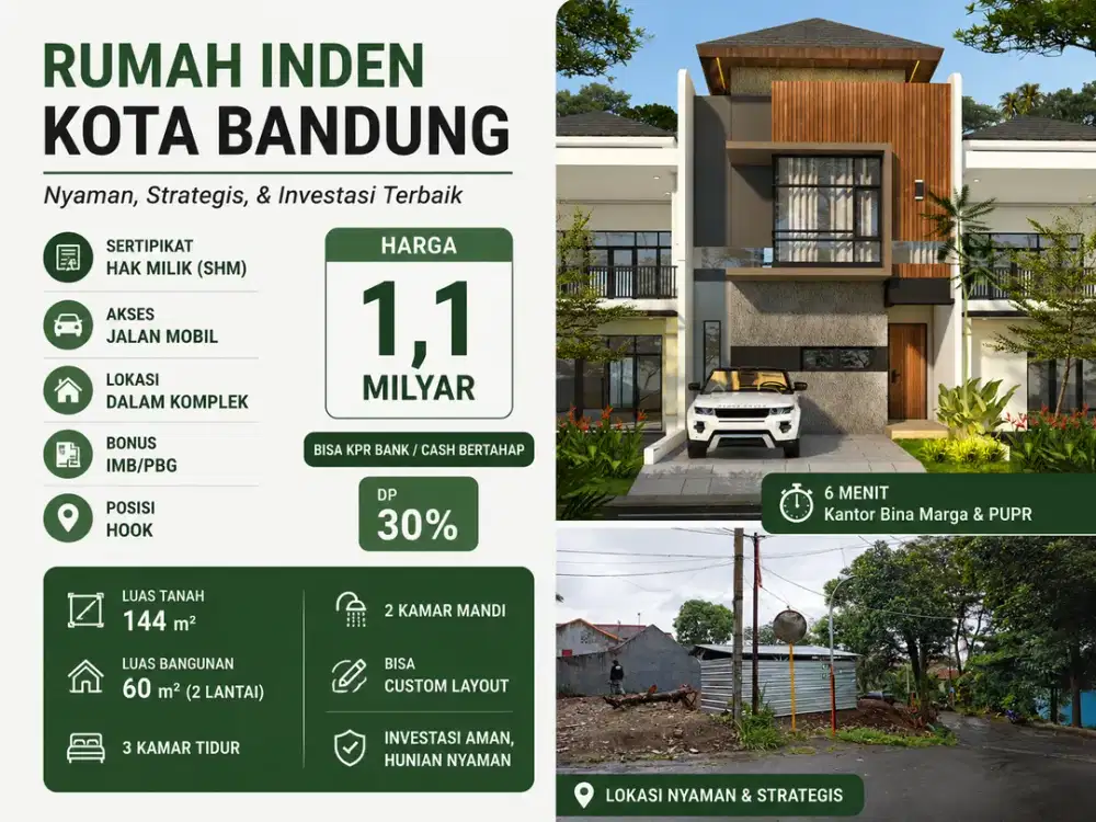 Rumah Inden Kota Bandung Dekat Kantor Bina Marga