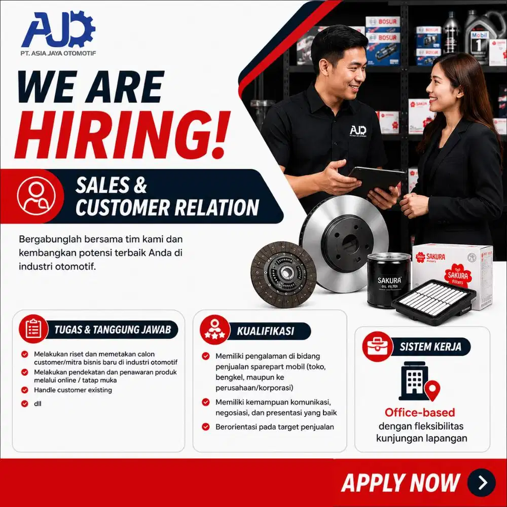 Jakarta Barat/Utara: Sales & Customer Relation