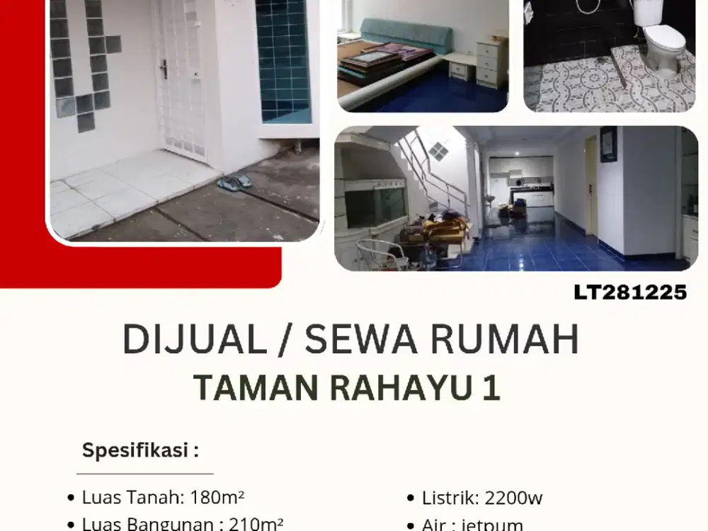 Dijual / sewa rumah 2 lantai semi furnished di Taman Rahayu 1