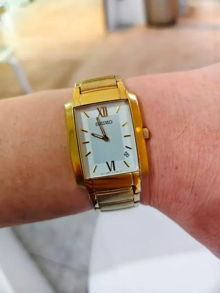Seiko Classic Tank Rectanguler Gold 7N39-0AW0 Vintage Original Rare