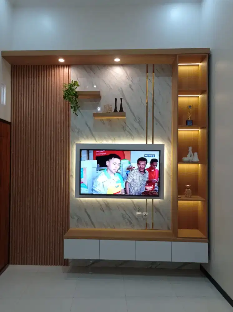 Bakdrop tv bahan multiplek lapis hpl
