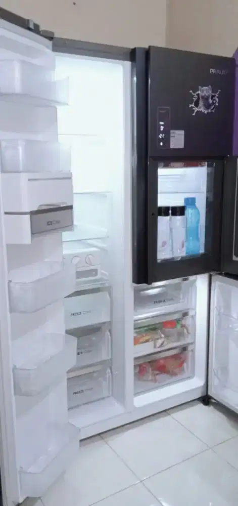 Bu cepat Kulkas Sidebyside PRAUD 3 pintu plus minibar,msh grezz baru