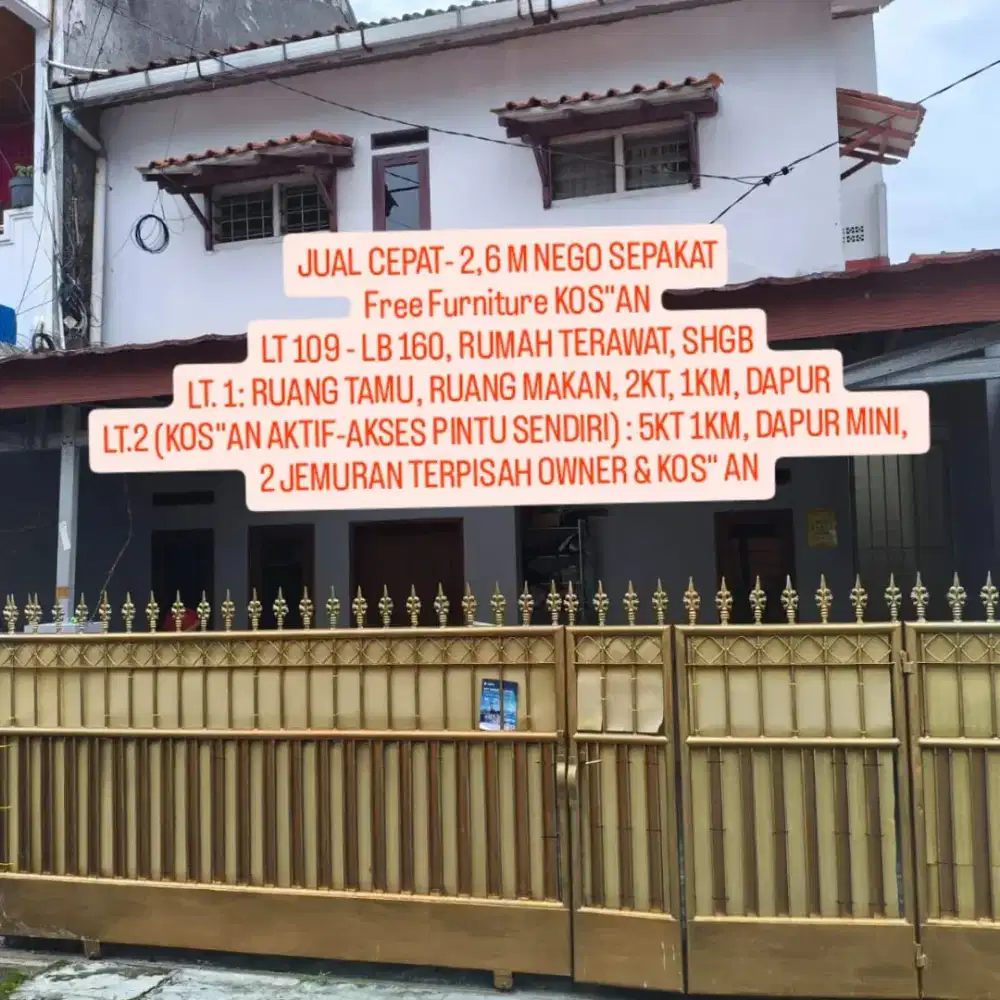 Jual Cepat Rukost di Sukaluyu Cikutra - BU, 2,497 M Nego  Sepakat