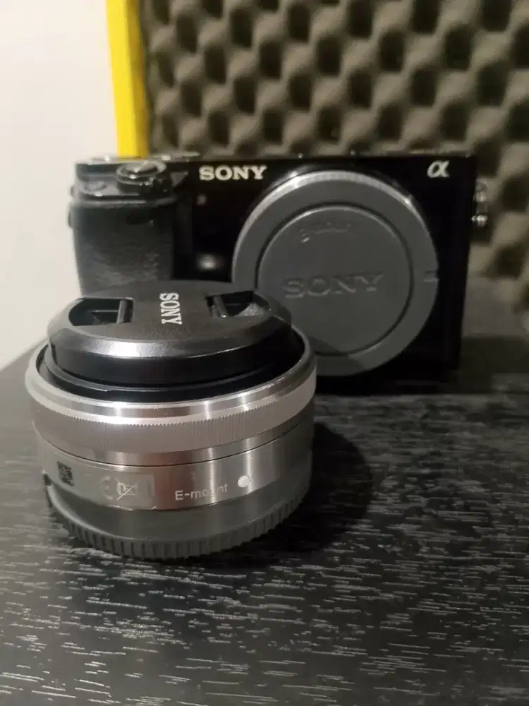 Sony a6000+emount lensa pancake 16mm  (shutter count :13 ribu)