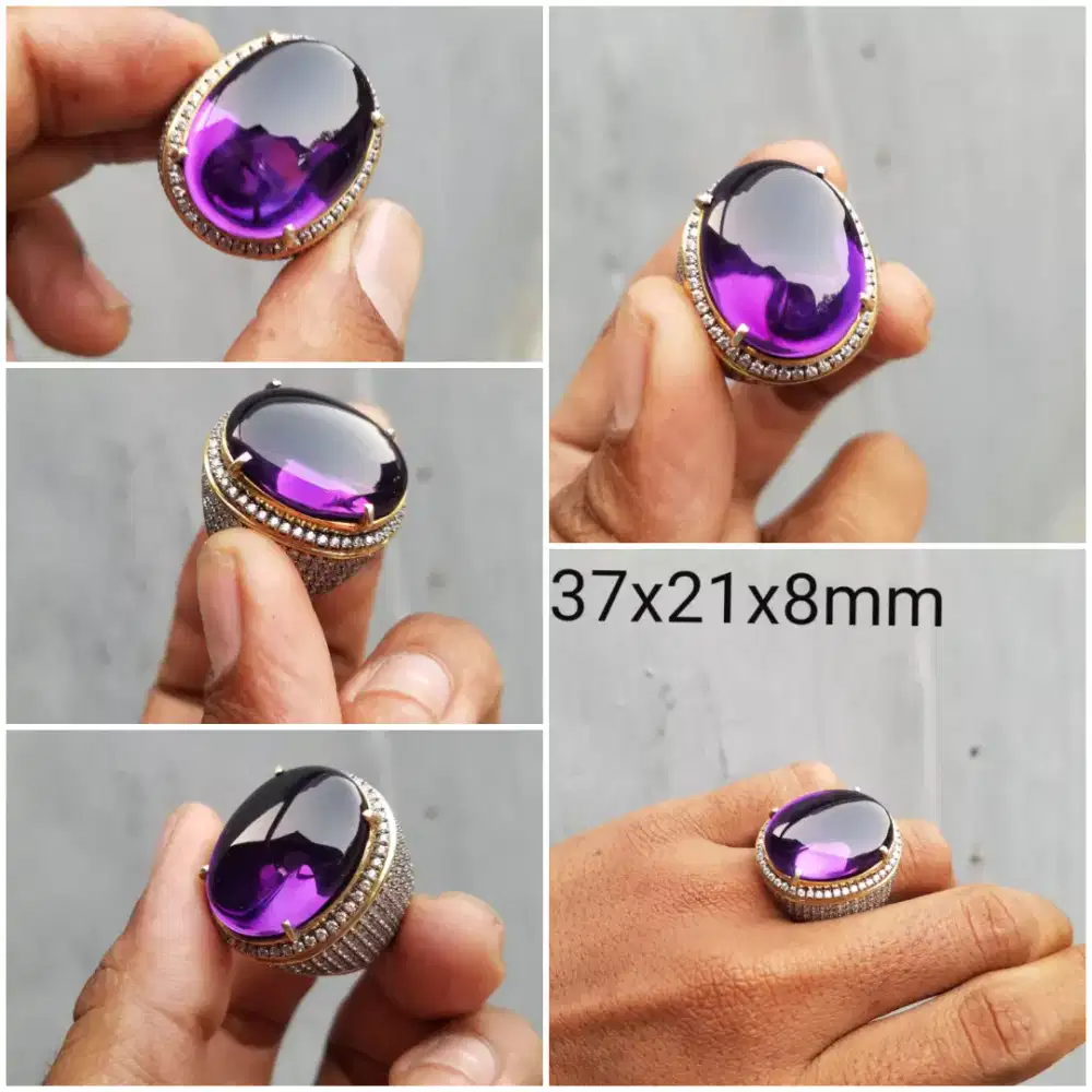 Batu Amethyst/Kecubung Ungu Ring Perak Mardani