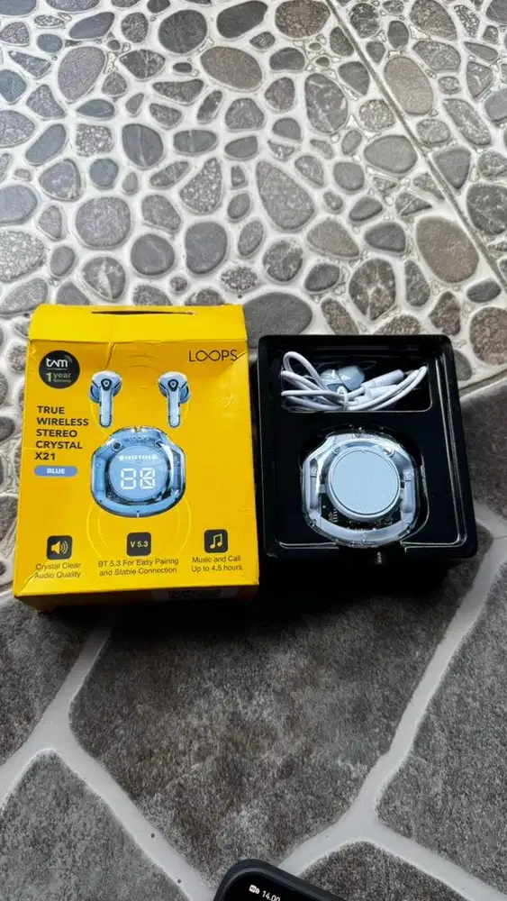 TWS Loops Crystal X21 suara bagus desain unik like new garansi TAM