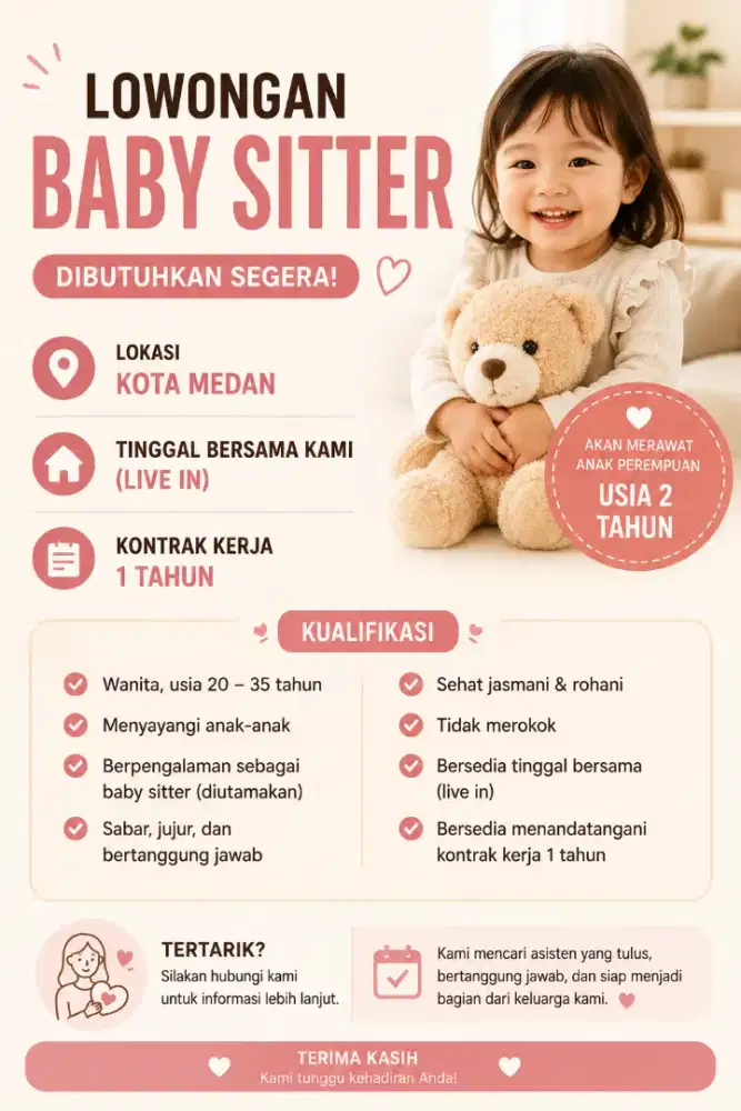 LOWONGAN UNTUK BABY SITTER