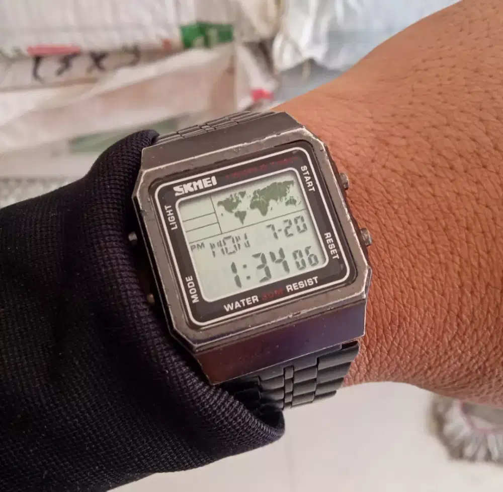 Jam Skmei World Clock Stainless Digital
