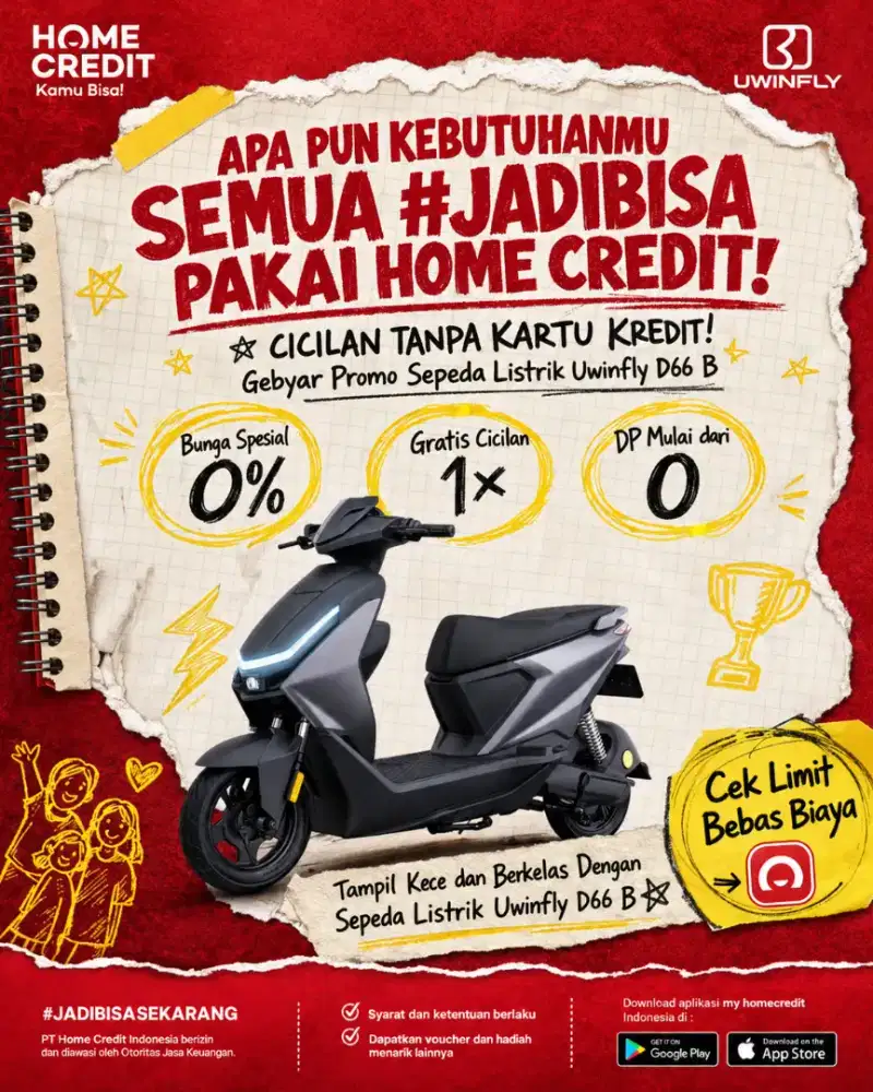 GEBYAR PROMO KREDIT SEPEDA LISTRIK UWINFLY D66 B TERMURAH SEKOTA PLG
