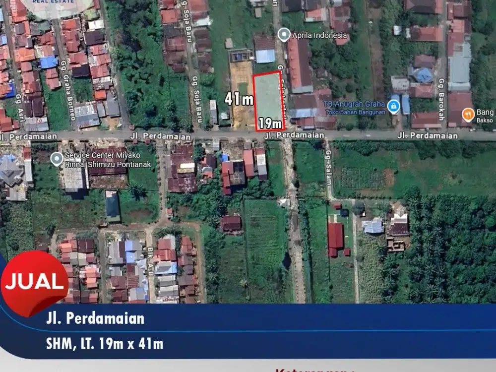Tanah Tepi jalan Perdamaian Kubu Raya Pontianak