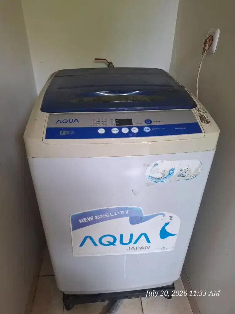 Jual mesin cuci bekas merk Aqua Japan 9kg 1 tabung(rusak)
