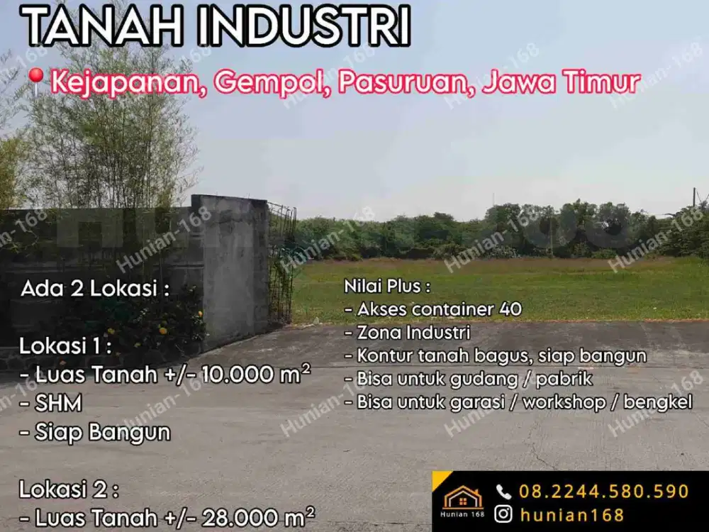 Jual Sewa Tanah Kavling Industri Gudang Pergudangan Raya Provinsi Propinsi Kejapanan Japanan Gempol Pasuruan Prigen Pandaan Jawa Timur Porong Arteri