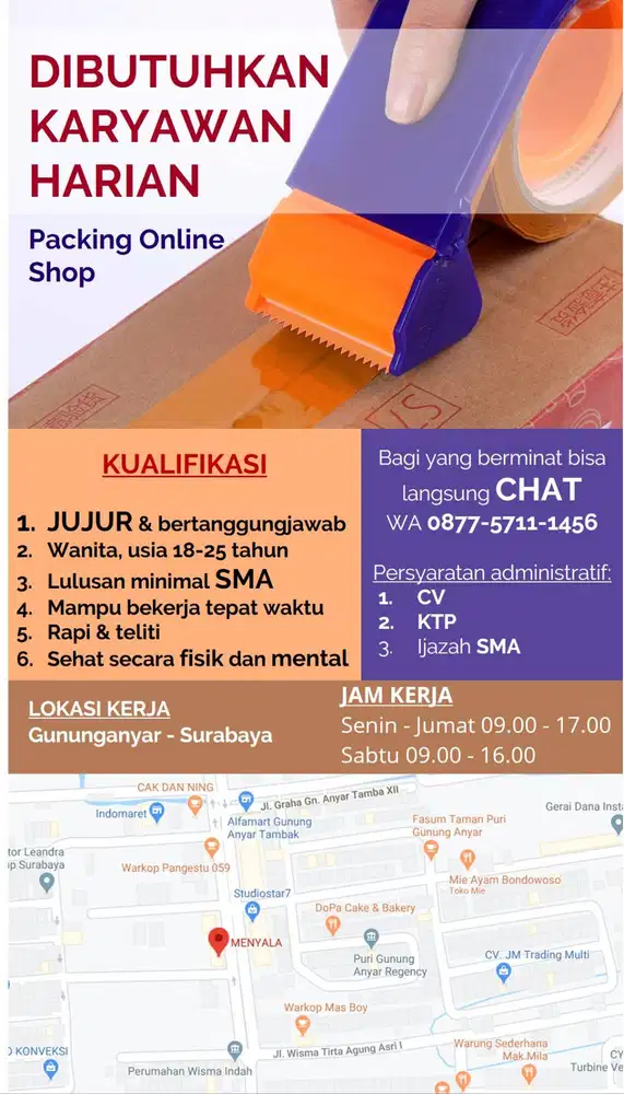 DIBUTUHKAN KARYAWAN TETAP Packing Online Shop