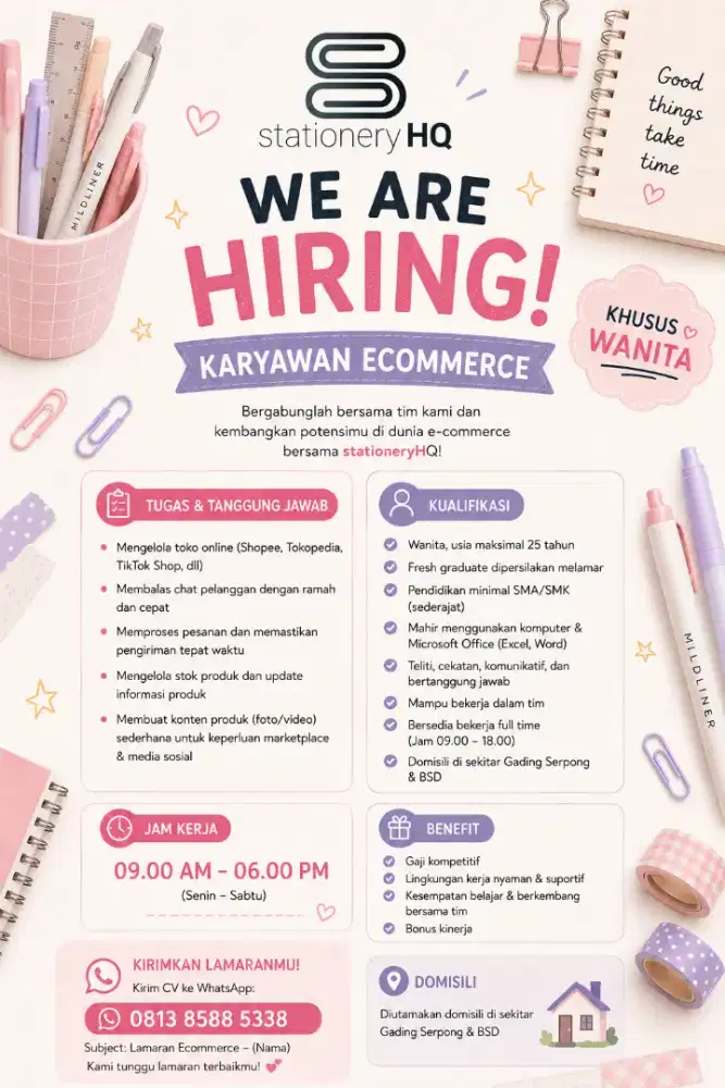 Lowongan Kerja staff online shop