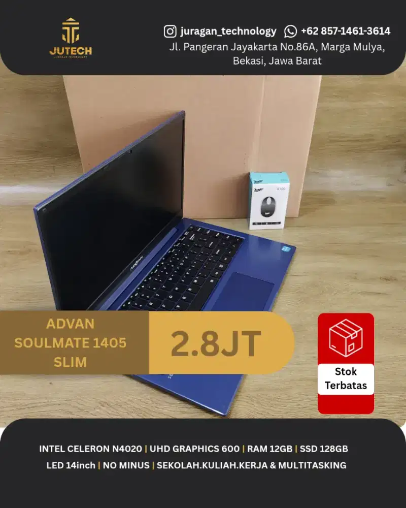 LAPTOP ADVAN SOULMATE 1405 SLIM RAM 12GB