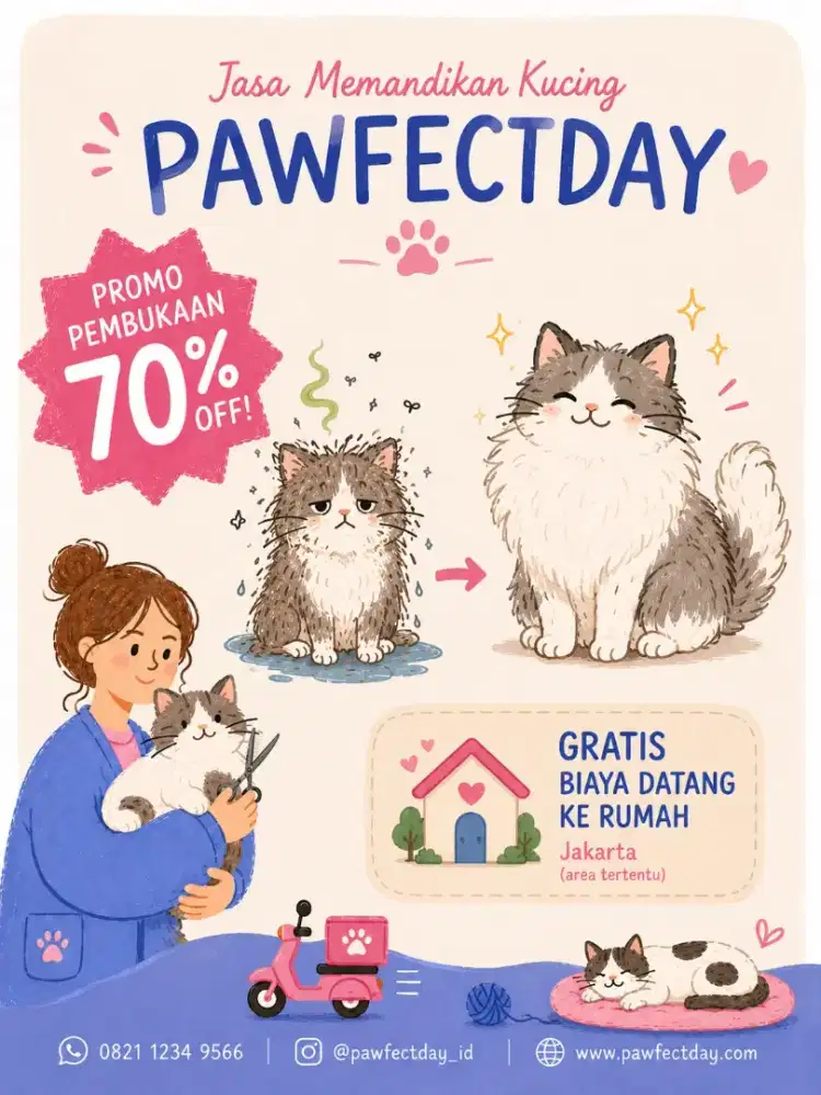 Jasa Mandikan Kucing Dan Cat sitter