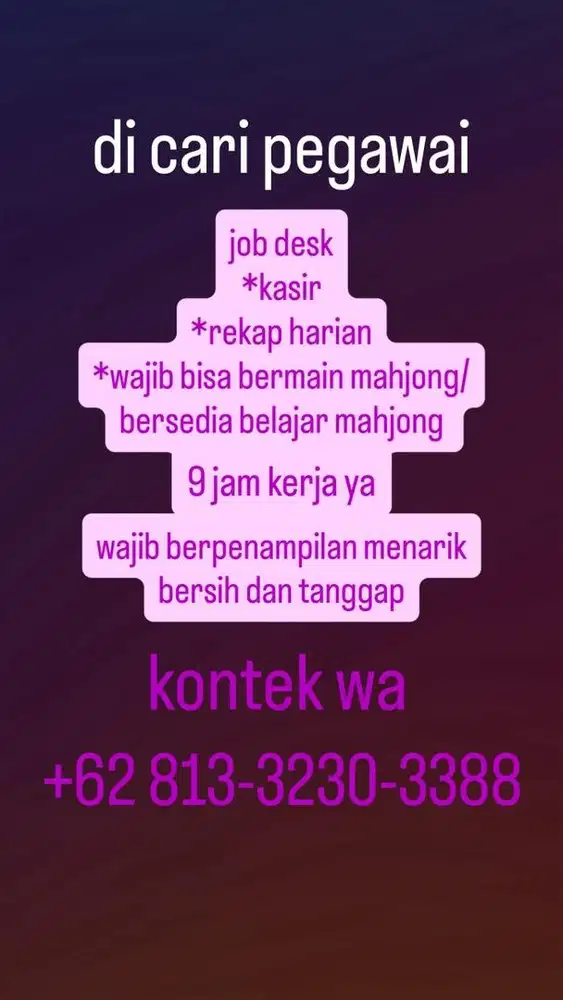 pegawai kasir dan mahjong