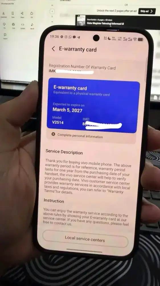 VIVO X300 PRO GARANSI ON