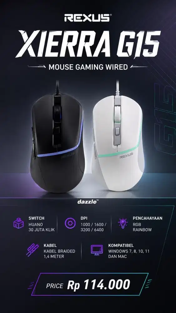 Xierra G15 Mouse Gaming Wired rexus