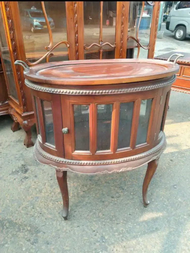 MEJA TEH OVAL JATI