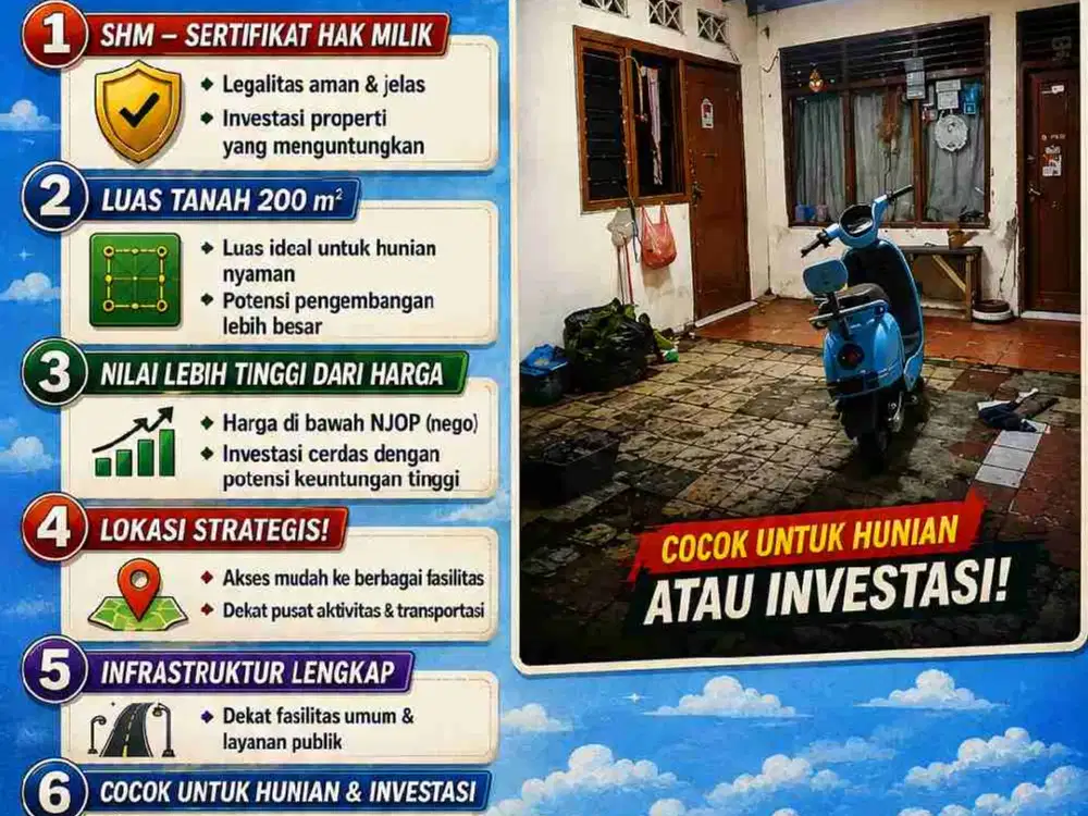 Jual Rumah Murah di Pisangan Baru Matraman Dekat Rawamangun, di bawah NJOP, SHM, Strategis, Nego
