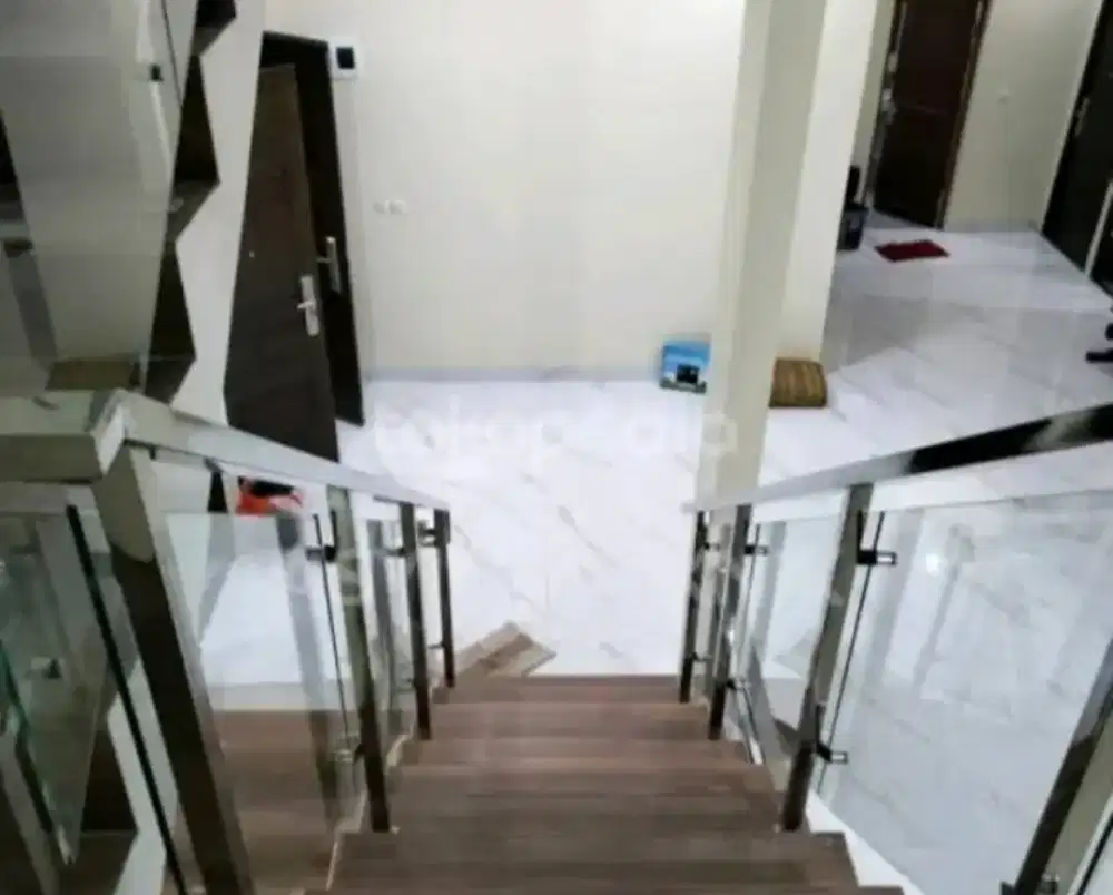 Railing tangga stainless kaca polos #349