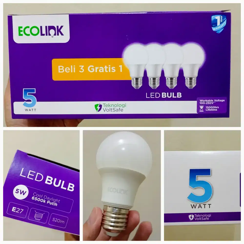 Bohlam Lampu Ecolink Putih 5 watt