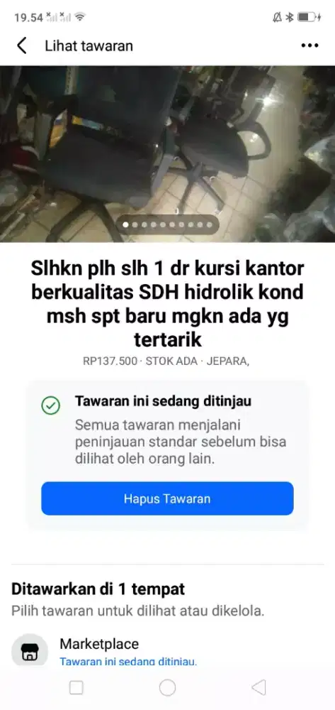 Slhkn plh slh 1 dr kursi kantor berkualitas kond msh spt baru murah sj