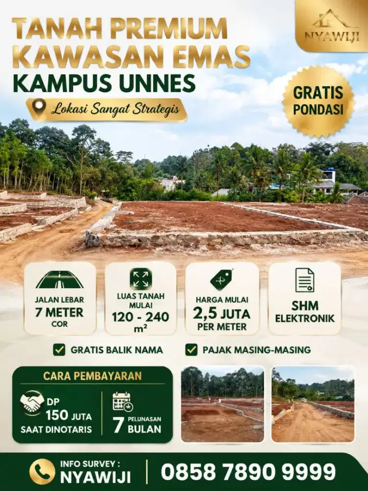 Kavling Unnes Semarang sangat strategis dan prospek usaha kost SHM