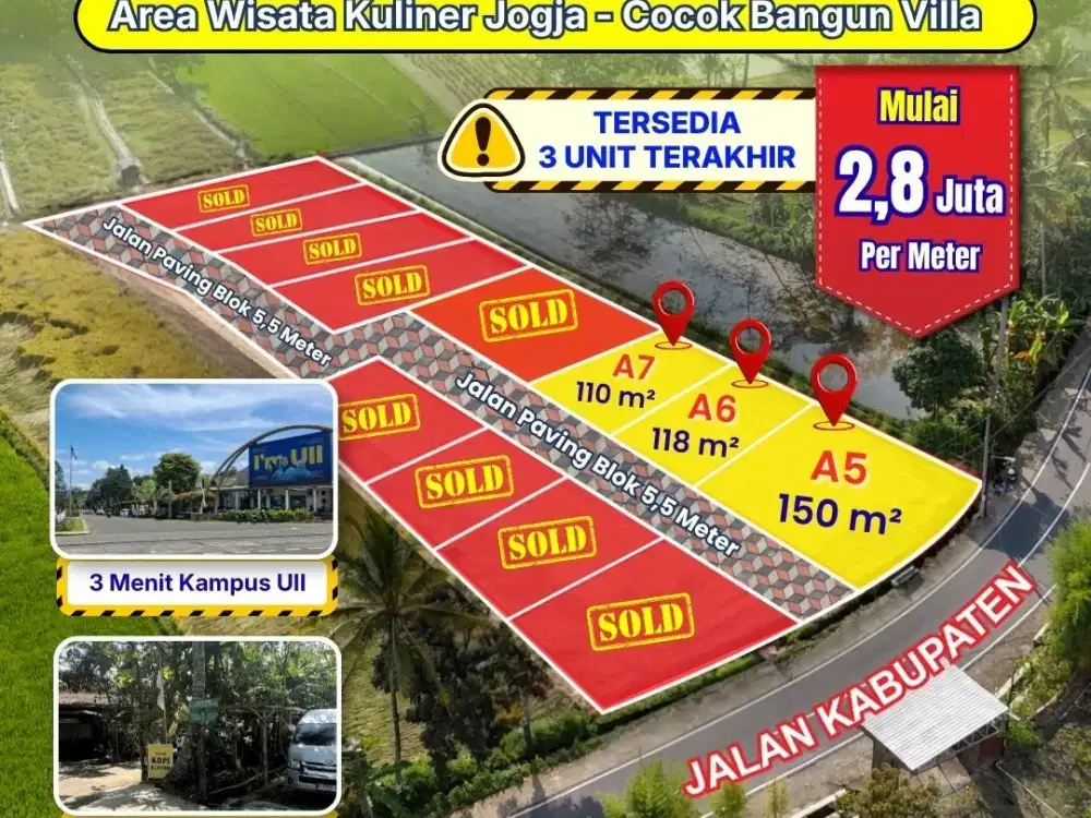 Tanah Terbaik Dekat Kampus UII, Siap Bangun dan SHM Pekarangan