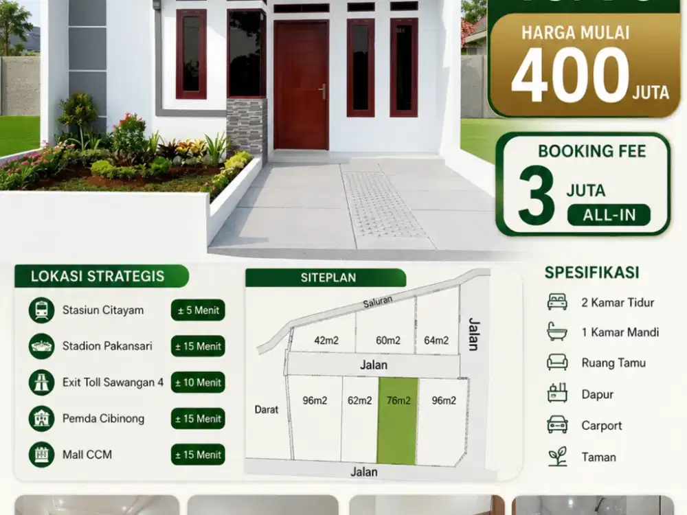 RUMAH SIAP HUNI HARGA MURAH DEKAT STASIUN KERETA