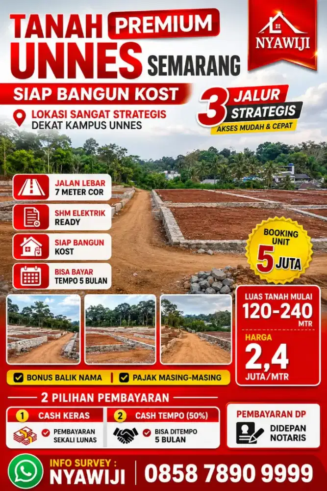 PROMO MERDEKA TANAH UNNES SEMARANG TERMURAH SANGAT STRATEGIS SHM READY