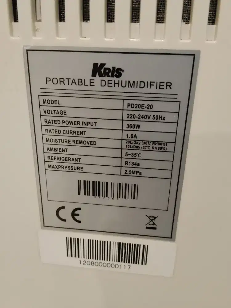 Krisbow Dehumidifier PD 20E-20 seperti baru