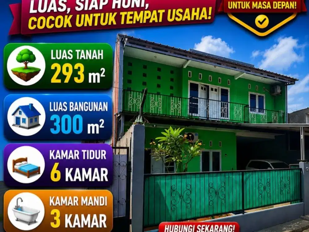 Rumah dijual Murah, Luas 2Lt. Jatiasih, Bekasi Dekat Kolam Renang Ohana