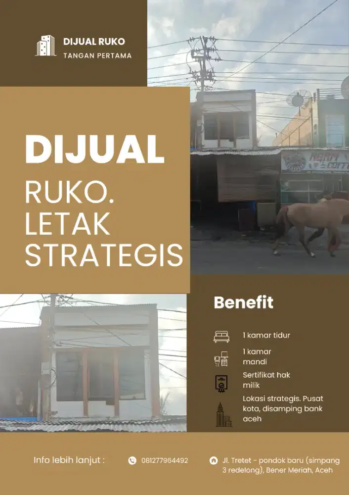 Dijual Ruko di pusat kota Bener Meriah.