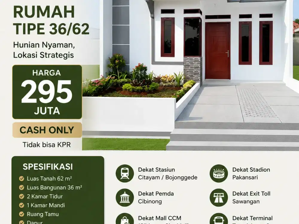 RUMAH CAKEP HARGA GA MAHAL DEKAT STASIUN KERETA