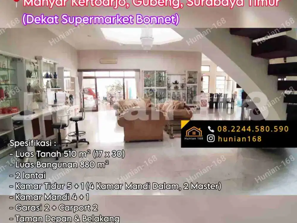 Rumah Ruko Raya Manyar Kertoarjo Kertoadi Kertajaya Indah Bonnet Dharmahusada Gubeng Surabaya Timur