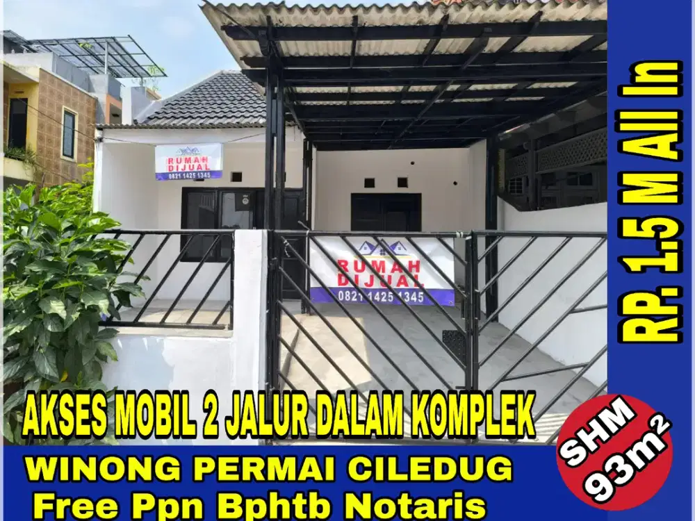 Dijual Rumah Hook Perumahan Winong Permai Ciledug Free Ppn Bphtb Notaris