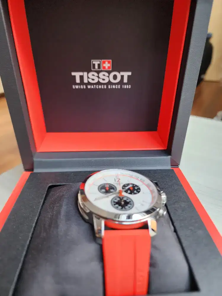 Tissot PRC 200 Chronograph Silver Dial - Red Rubber Strap
