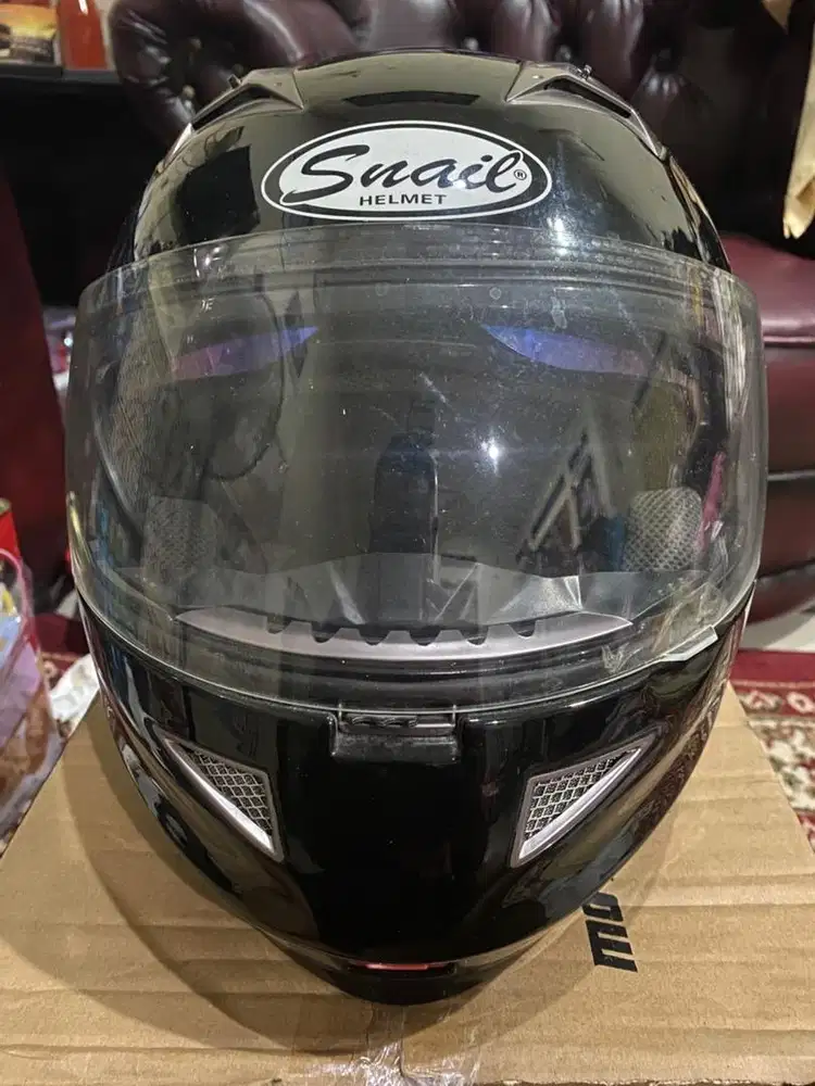 Snail Helmet Helm Modular M1 Double Visor Bening / Biru - Hitam