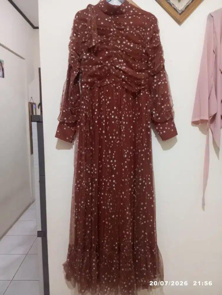Gamis tutu bintang silver mewah cocok buat yg suka bergayya
