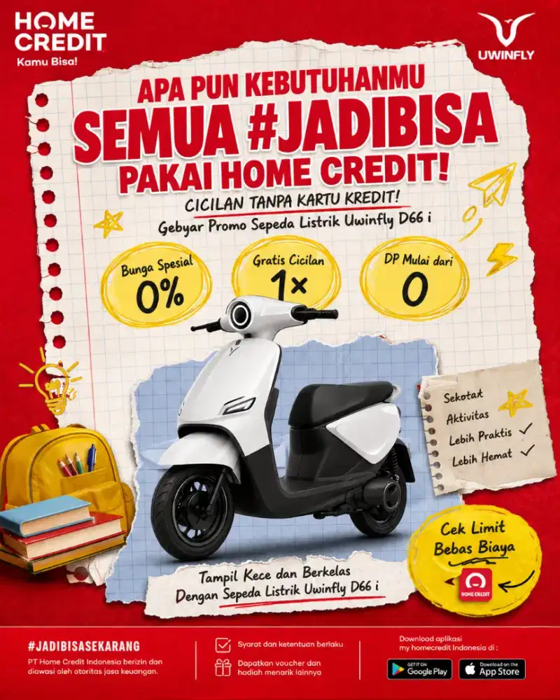 GEBYAR PROMO KREDIT SEPEDA LISTRIK UWINFLY D66 i TERMURAH SEKOTA PLG