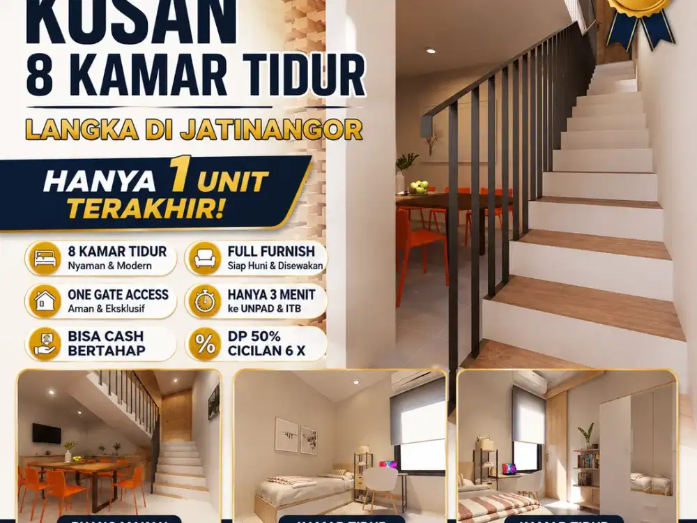 Miliki Segera Kosan Modern Jatinangor 8 Kamar Tidur, Hanya 2 Unit Terakhir. Bisa Cicil 6x Tanpa Bunga