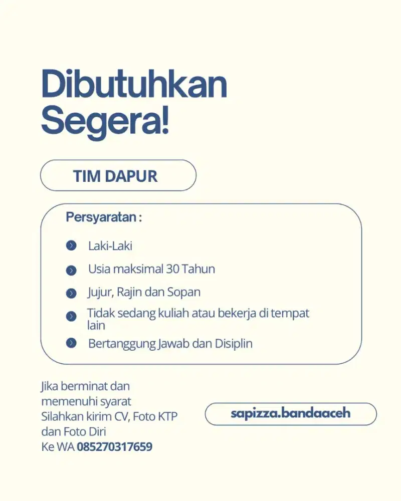 Dibutuhkan segera