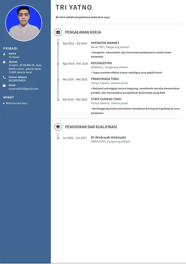 Saya sedang mencari pekerjaan