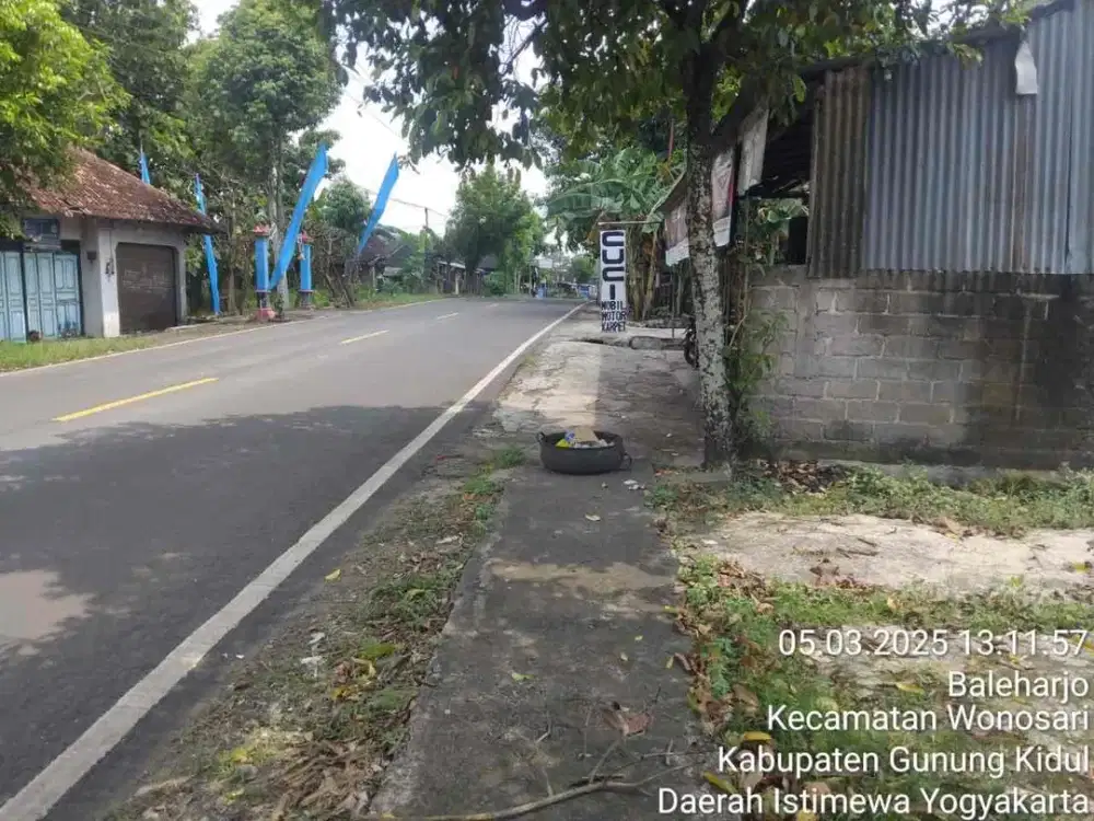Jual tanah pinggir jalan raya ringroad kota Wonosari Gunungkidul murah di Baleharjo