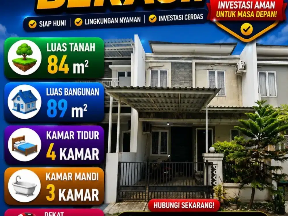 Rumah dijual 2 Lantai, Semi Furnish, Sakura Regency 3, Jatimulya, 9 menit Tol Bekasi Timur