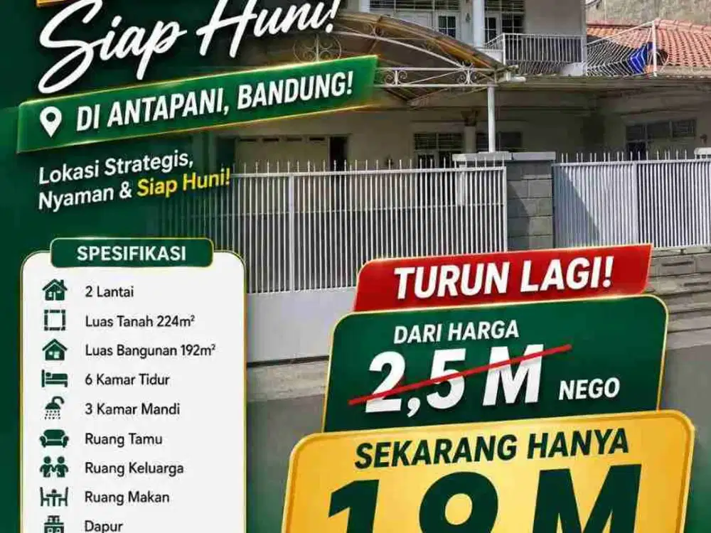 DIJUAL Cepat Murah Rumah Siap Huni Akses Jalan Lebar Leluasa Di Antapani Dekat GASMIN